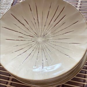 Vintage Pier 1 salad plates set of 5. 7.5 inches. Cream/brown SANCTUARY like new